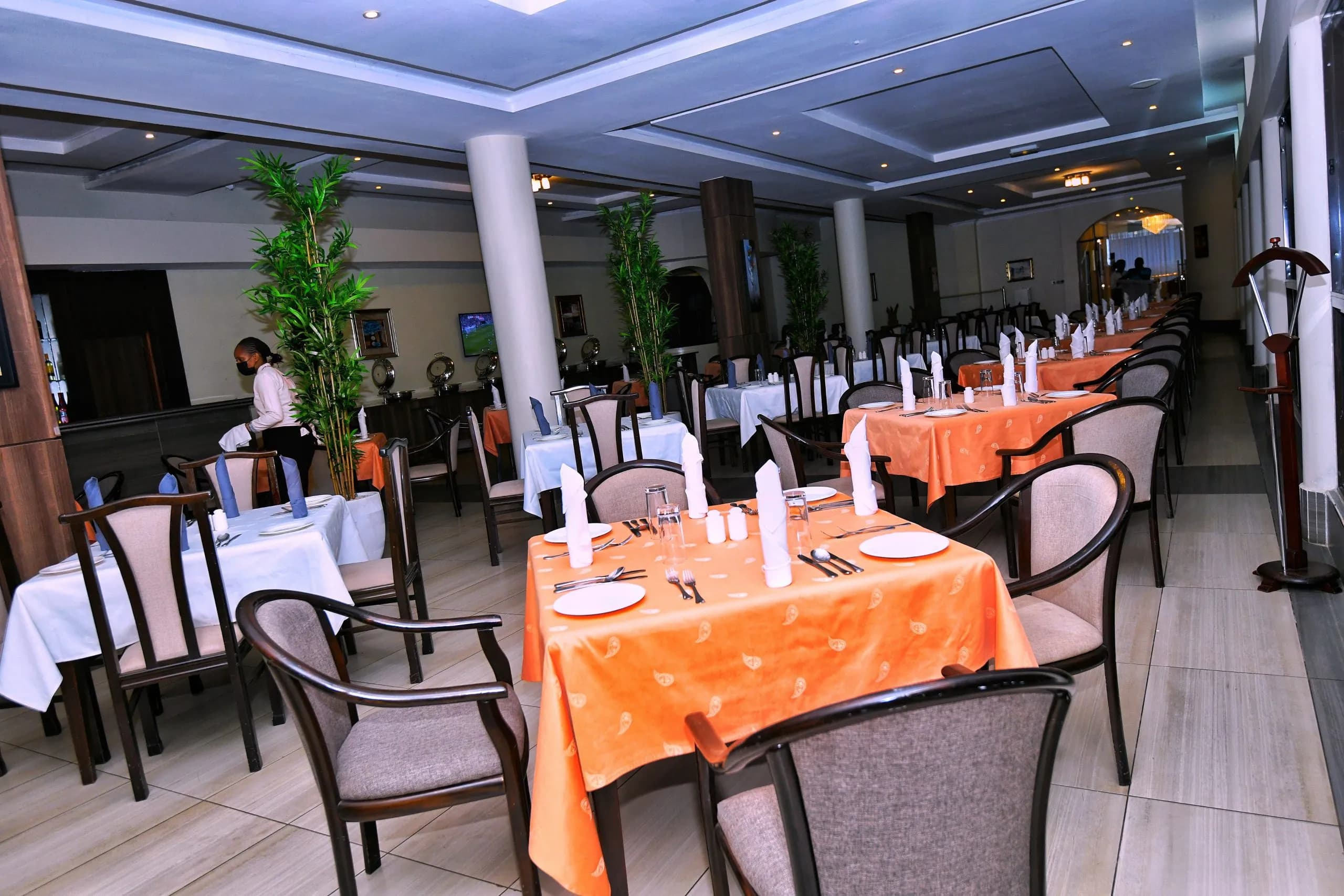 Restaurant dining setup in Kenya